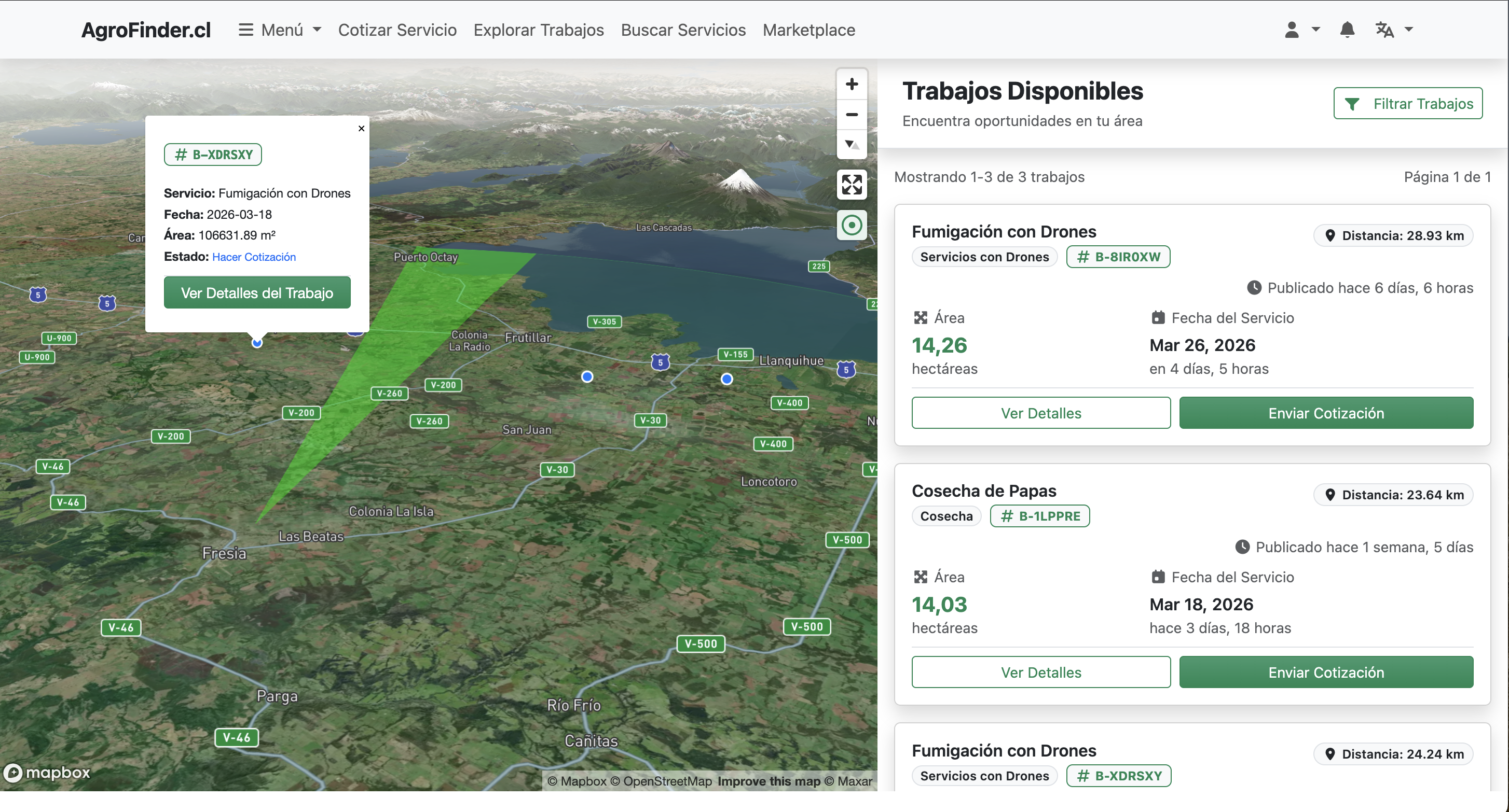 Mapa de trabajos en tiempo real